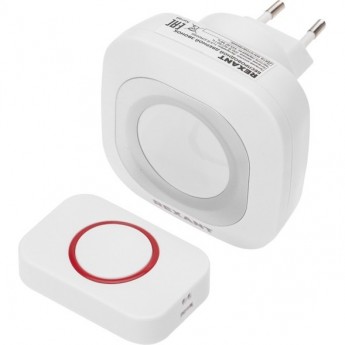 Беспроводной дверной звонок REXANT в розетку c цифровым кодированием мигающий 36 мелодий 150м IP44 (белый/серый)