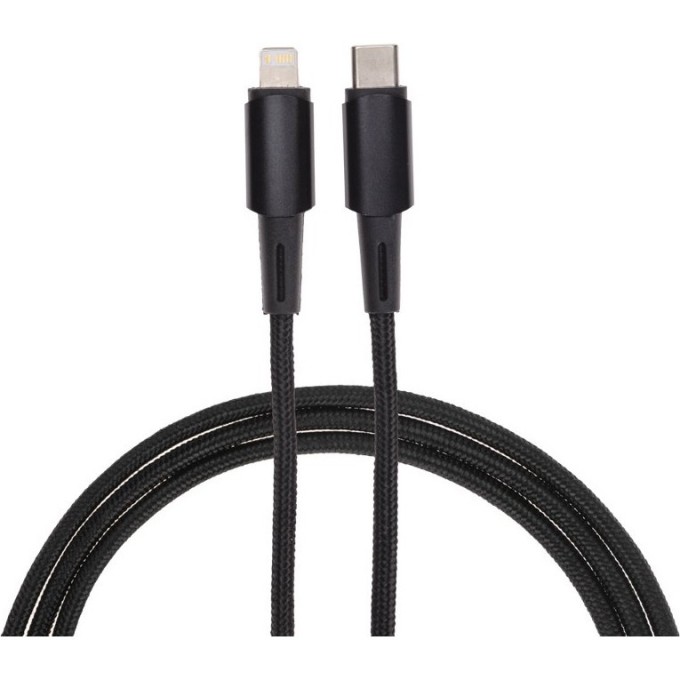 Кабель REXANT Type-C – Lightning для Apple, 3А, 1 м, в черной нейлоновой оплетке, со световой индикацией 18-7069