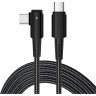 Кабель REXANT Type-C – Type-C, 5А, 100Вт, 1м, в черной нейлоновой оплетке, с угловым штекером и световой индикацией 18-7070