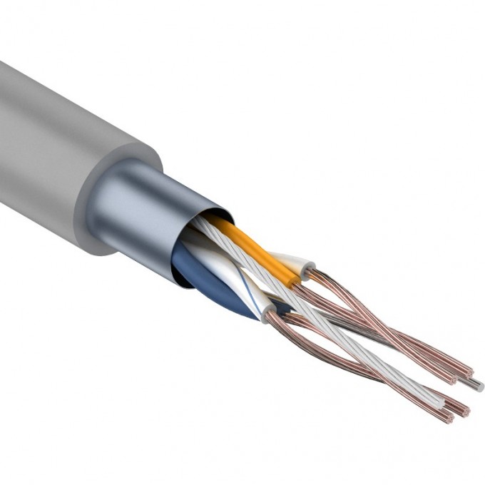 Кабель витая пара REXANT F/UTP, CAT 5e, PVC, 2PR, 24AWG, INDOOR, STRANDED, серый, 305 м 01-0125