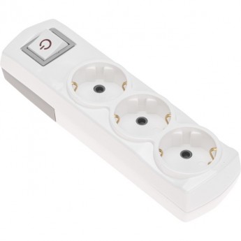 Колодка REXANT PREMIUM 3 гнезда, с/з, с выключателем, белый Колодка REXANT PREMIUM 3 гнезда, с/з, с выключателем, белый