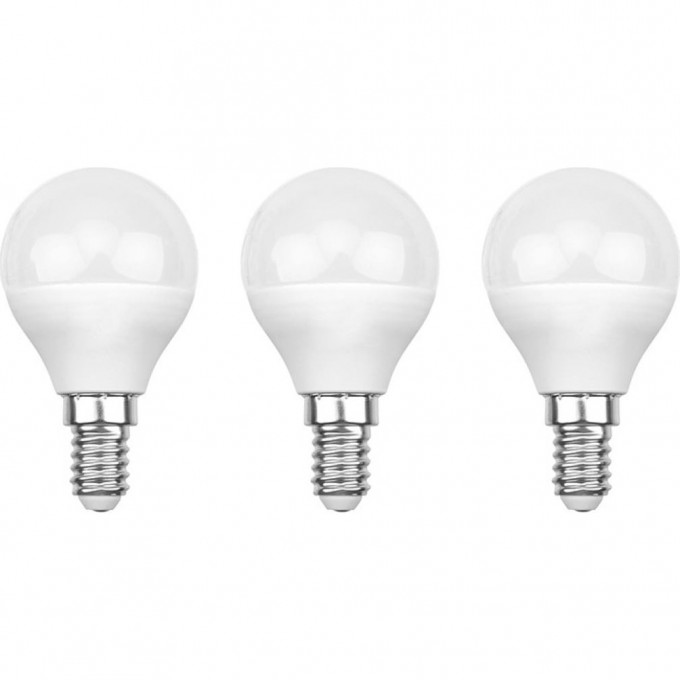 Лампа светодиодная REXANT ШАРИК (GL) 9.5 Вт E14 903 Лм 6500 K холодный свет (3 шт./уп.) 604-207-3