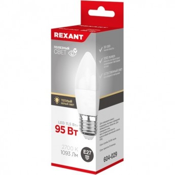 Лампа светодиодная REXANT СВЕЧА (CN) 11,5Вт E27 1093Лм 2700K теплый свет