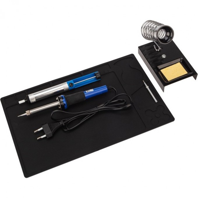 Набор для пайки REXANT К21 продвинутый 2 (паяльник, сменное жало, подставка, экстрактор, коврик) 09-3761