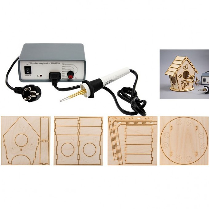 Набор для выжигания REXANT КОРМУШКА ДЛЯ ПТИЦ выжигатель + 3d модель, 150х150 мм 12-0934-2