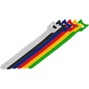 Набор хомутов-стяжек многоразовых REXANT на липучке 310х16 мм, цветные (12 шт/уп)