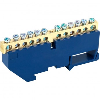 Шина REXANT «N» нулевая с синим изолятором на DIN-рейку 6x9 мм стойка бол. 12 групп Шина REXANT «N» нулевая с синим изолятором на DIN-рейку 6x9 мм стойка бол. 12 групп