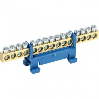 Шина REXANT с синим изолятором тип стойка на рейку 6x9 мм 15 групп Шина REXANT с синим изолятором тип стойка на рейку 6x9 мм 15 групп