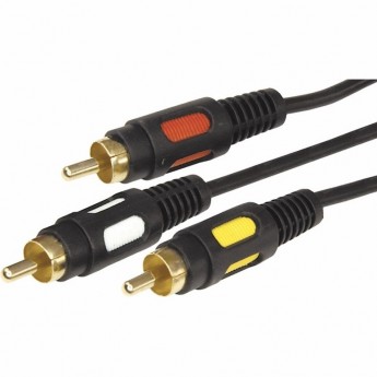 Шнур REXANT 3 RCA - 3 RCA 1.5 м черный gold