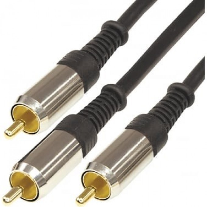 Шнур REXANT 3 RCA - 3 RCA 5 м черный gold-металл 17-0236