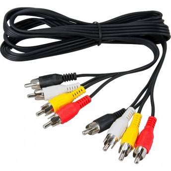 Шнур REXANT 4 RCA - 4 RCA, 1,5м, черный