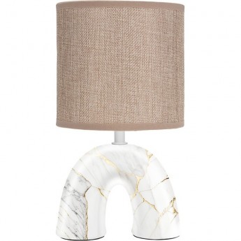 Светильник декоративный настольный REXANT ФОРТЕ основание дуга под золотой мрамор бежевый абажур цоколь Е27, 60Вт Светильник декоративный настольный REXANT ФОРТЕ основание дуга под золотой мрамор бежевый абажур цоколь Е27, 60Вт