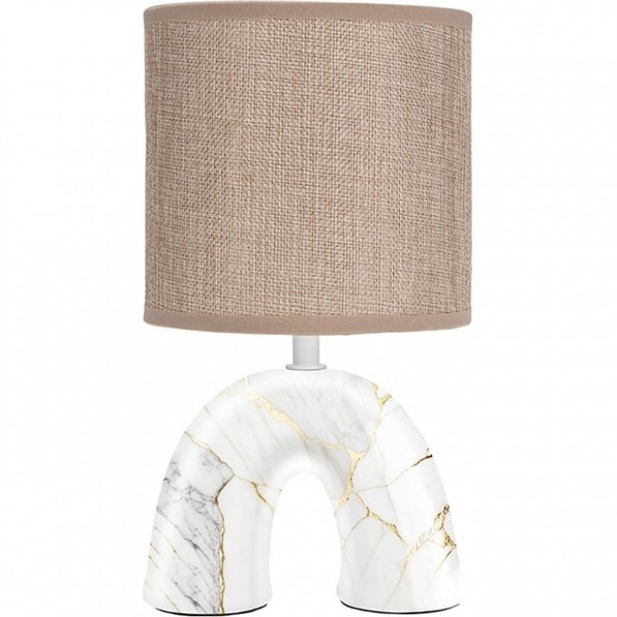 Светильник декоративный настольный REXANT ФОРТЕ основание дуга под золотой мрамор бежевый абажур цоколь Е27, 60Вт 603-1024