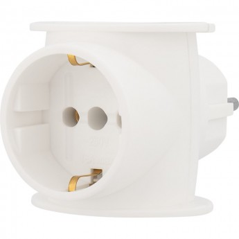Тройник электрический REXANT 16 А одно гнездо с заземлением универсальный белый Тройник электрический REXANT 16 А одно гнездо с заземлением универсальный белый