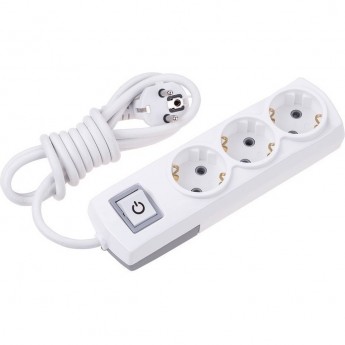 Удлинитель REXANT PREMIUM 3 гнезда, 3м, 3х1,5мм², с/з, с выключателем, белый