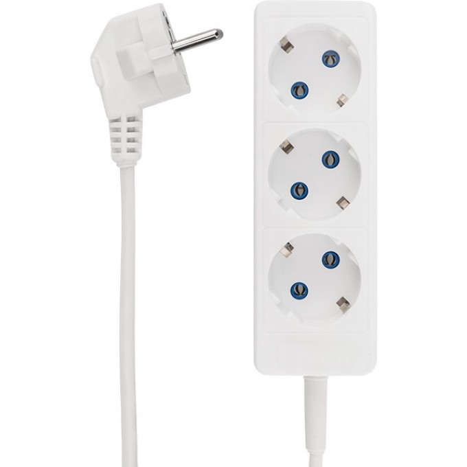 Удлинитель REXANT STANDARD 3 гнезда, 3м, 2х1,0мм², б/з, белый 13-4007