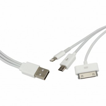 USB кабель 3 в 1 REXANT для iPhone 5/iPhone 4/microUSB белый USB кабель 3 в 1 REXANT для iPhone 5/iPhone 4/microUSB белый