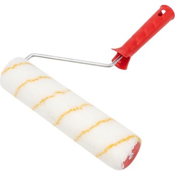 Валик REXANT, ворс 11 мм, ширина ролика 240 мм, Ø 42 мм, бюгель 6 мм, полиамид белый с желтой полосой