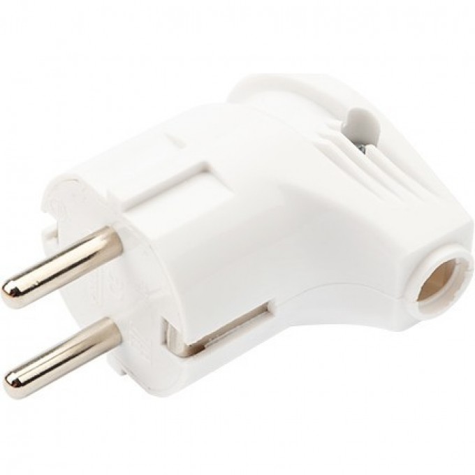 Вилка евро REXANT 16А угловая с з/к белая 16-0728